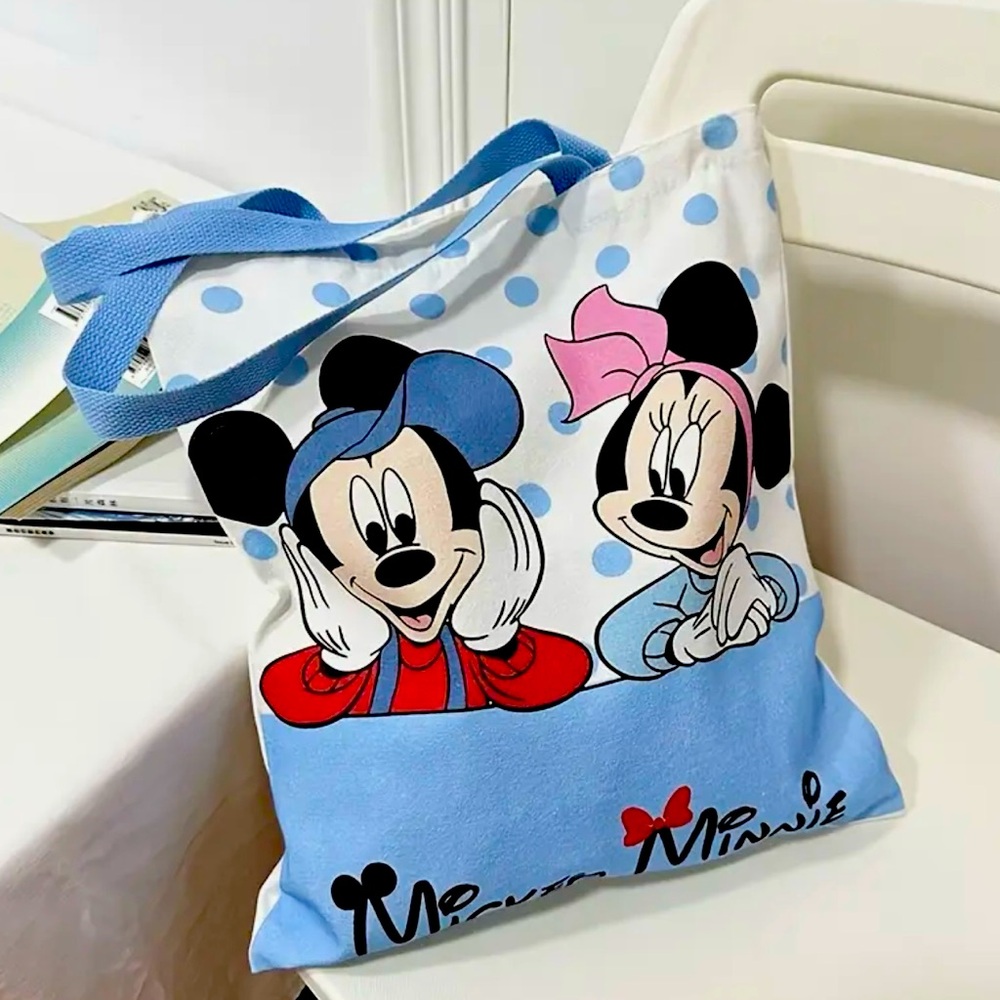 New - Honey Girl Style - Large Capacity Mickey & Minnie Canvas Tote Bag
